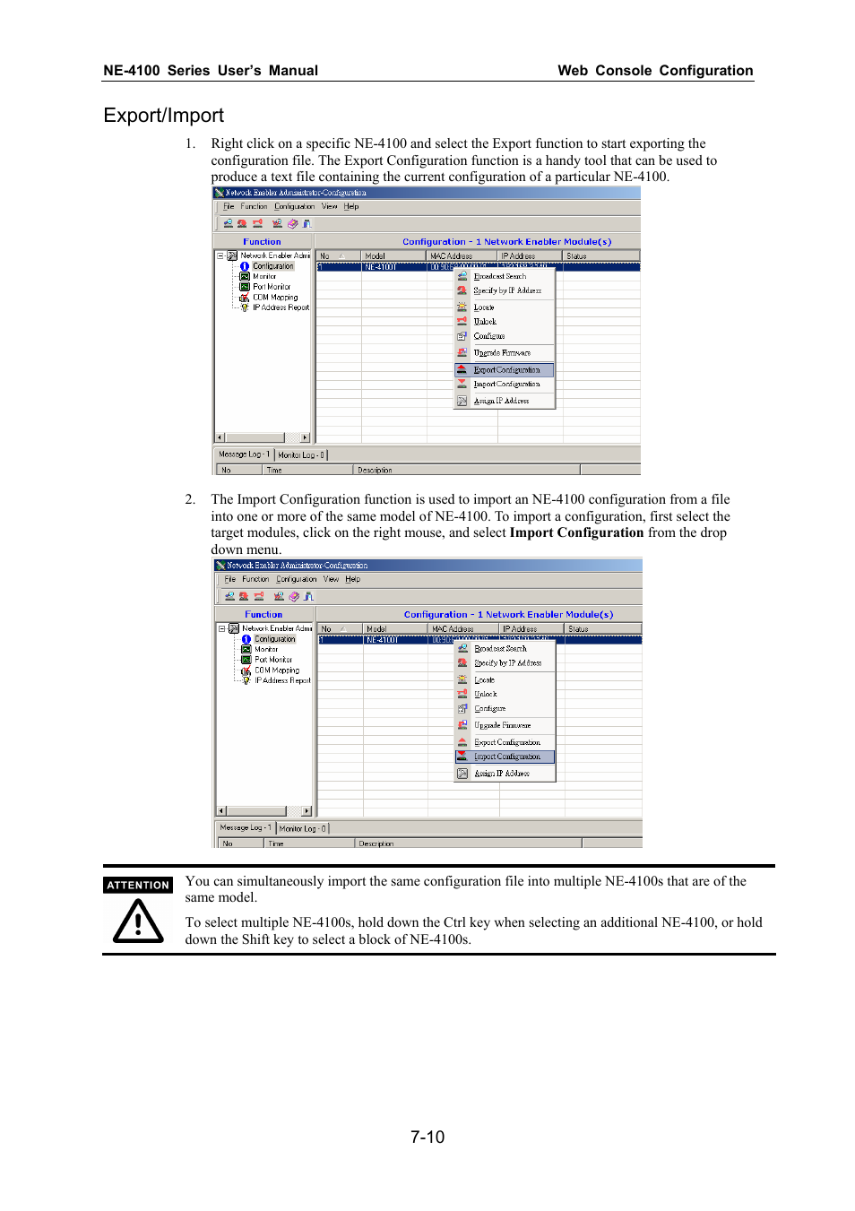 Export/import | Moxa Technologies NE-4100 User Manual | Page 66 / 90