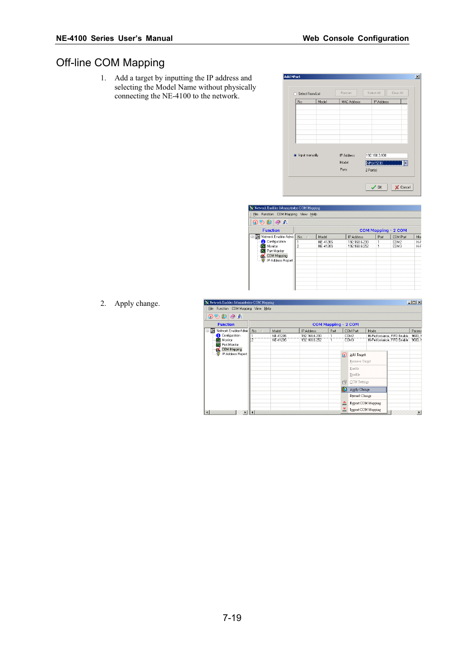 Off-line com mapping | Moxa Technologies NE-4100 User Manual | Page 75 / 90