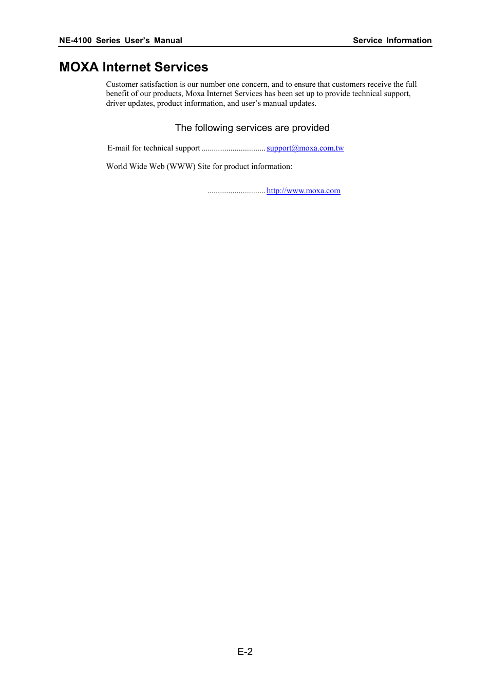 Moxa internet services | Moxa Technologies NE-4100 User Manual | Page 88 / 90
