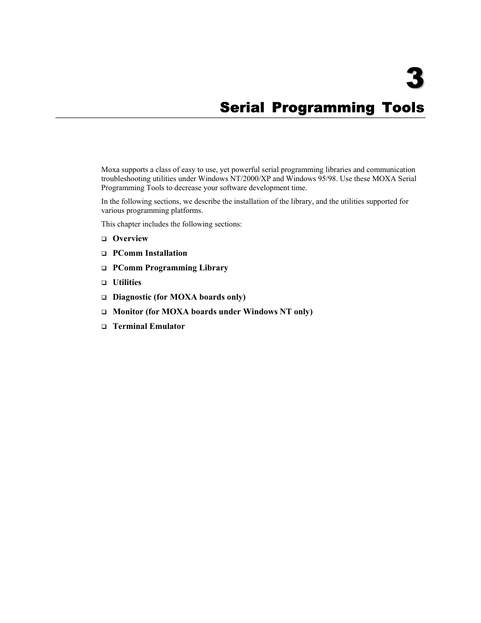 Chapter 3, Serial programming tools -1, Serial programming tools | Moxa Technologies NPort 1240 User Manual | Page 25 / 37