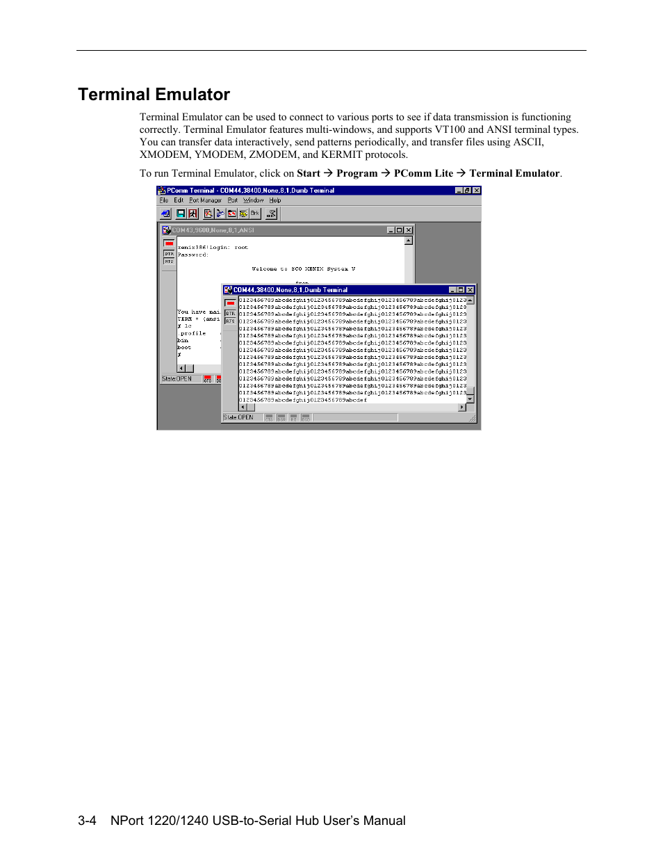 Terminal emulator -4, Terminal emulator | Moxa Technologies NPort 1240 User Manual | Page 28 / 37
