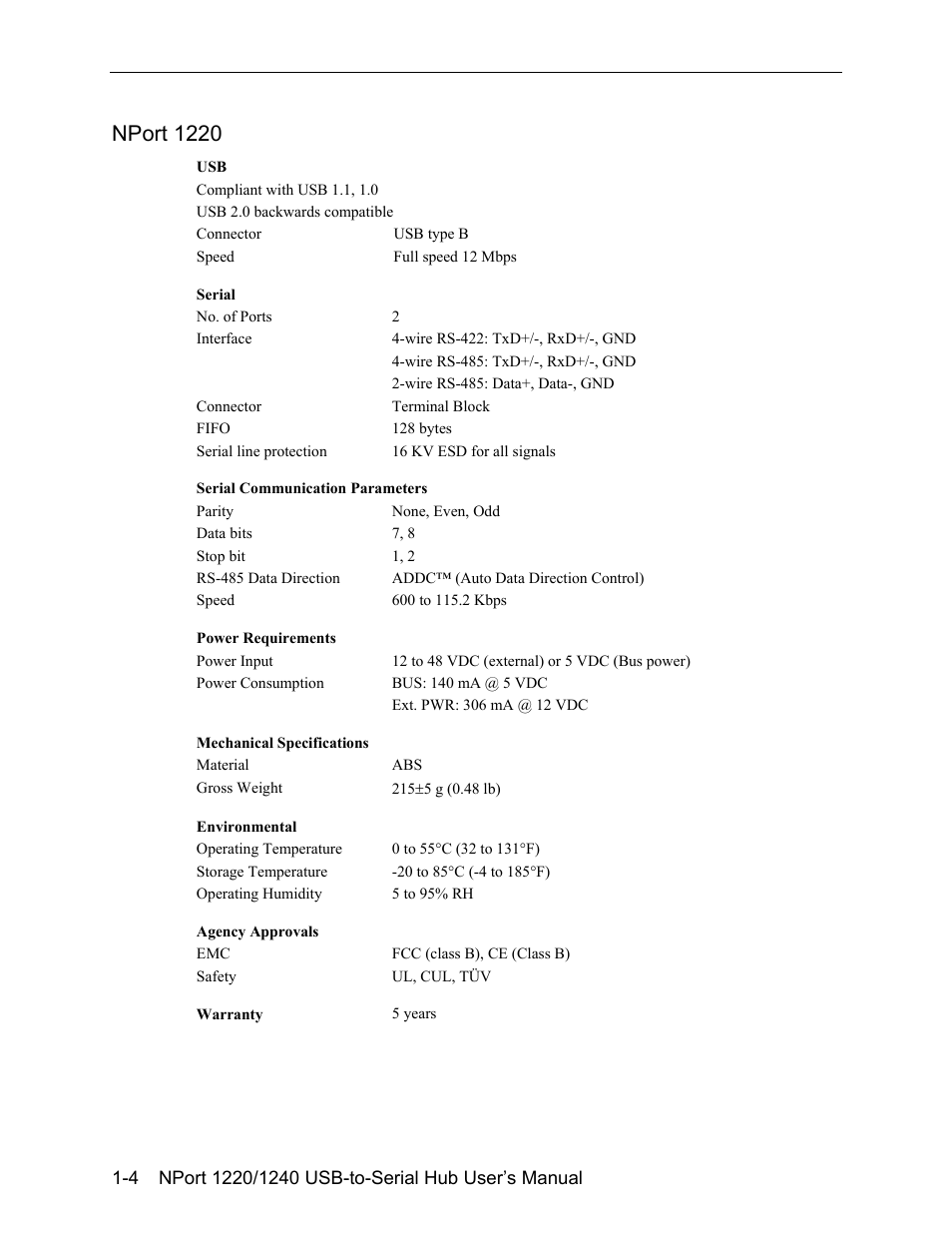 Nport 1220 -4, Nport 1220 | Moxa Technologies NPort 1240 User Manual | Page 8 / 37