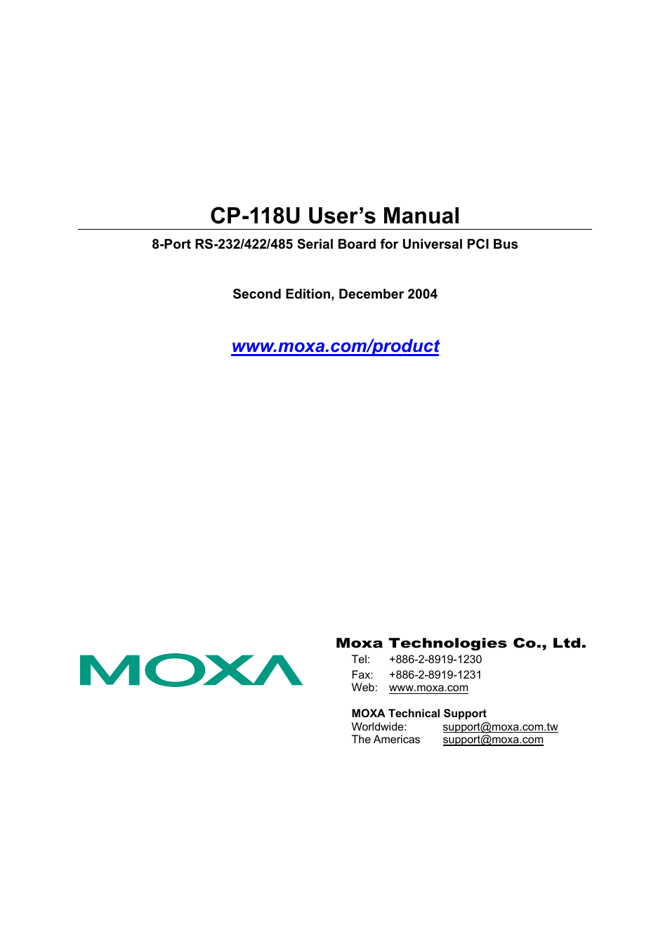 Moxa Technologies CP-118U User Manual | 84 pages