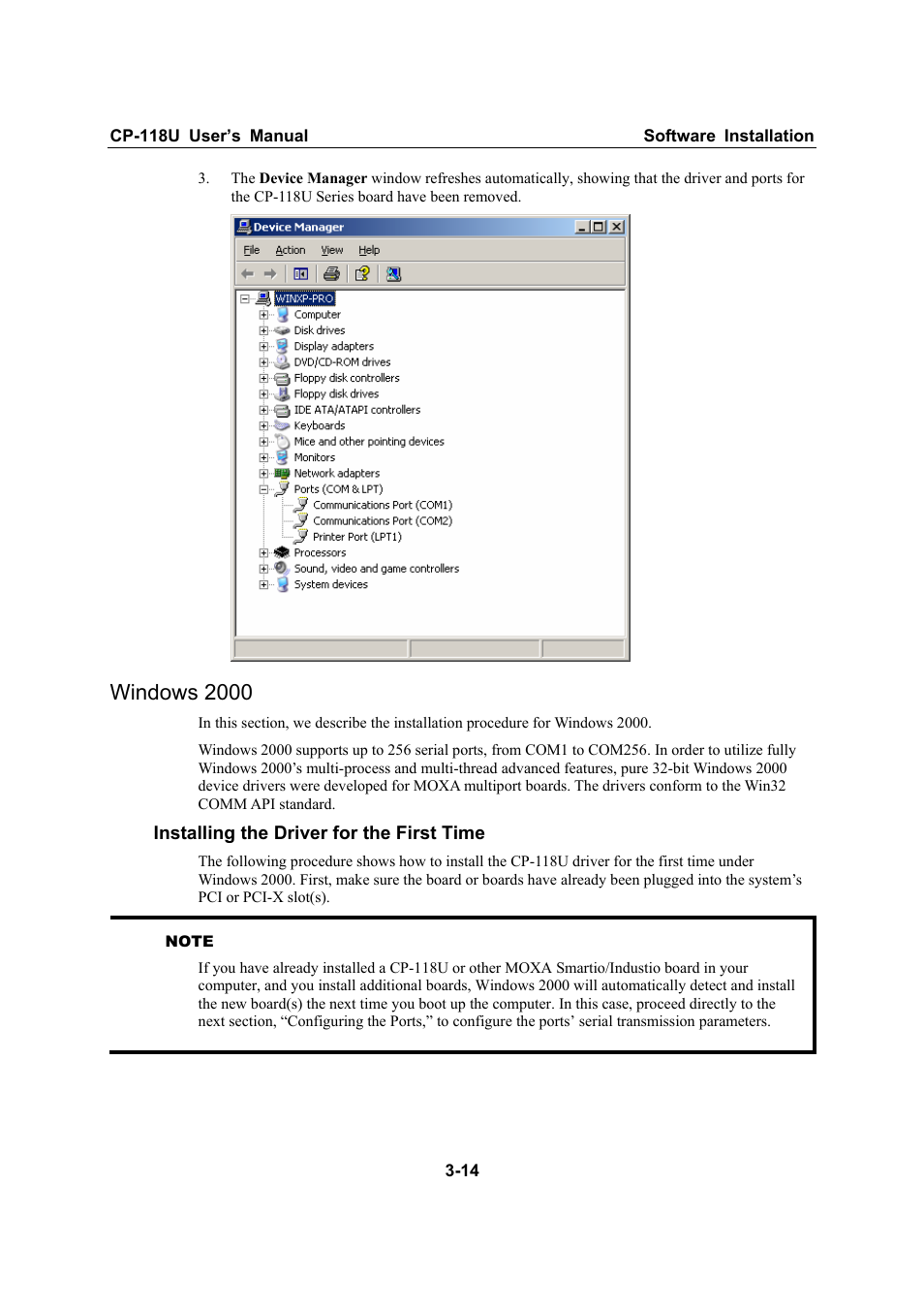 Windows 2000, Windows 2000 -14 | Moxa Technologies CP-118U User Manual | Page 26 / 84