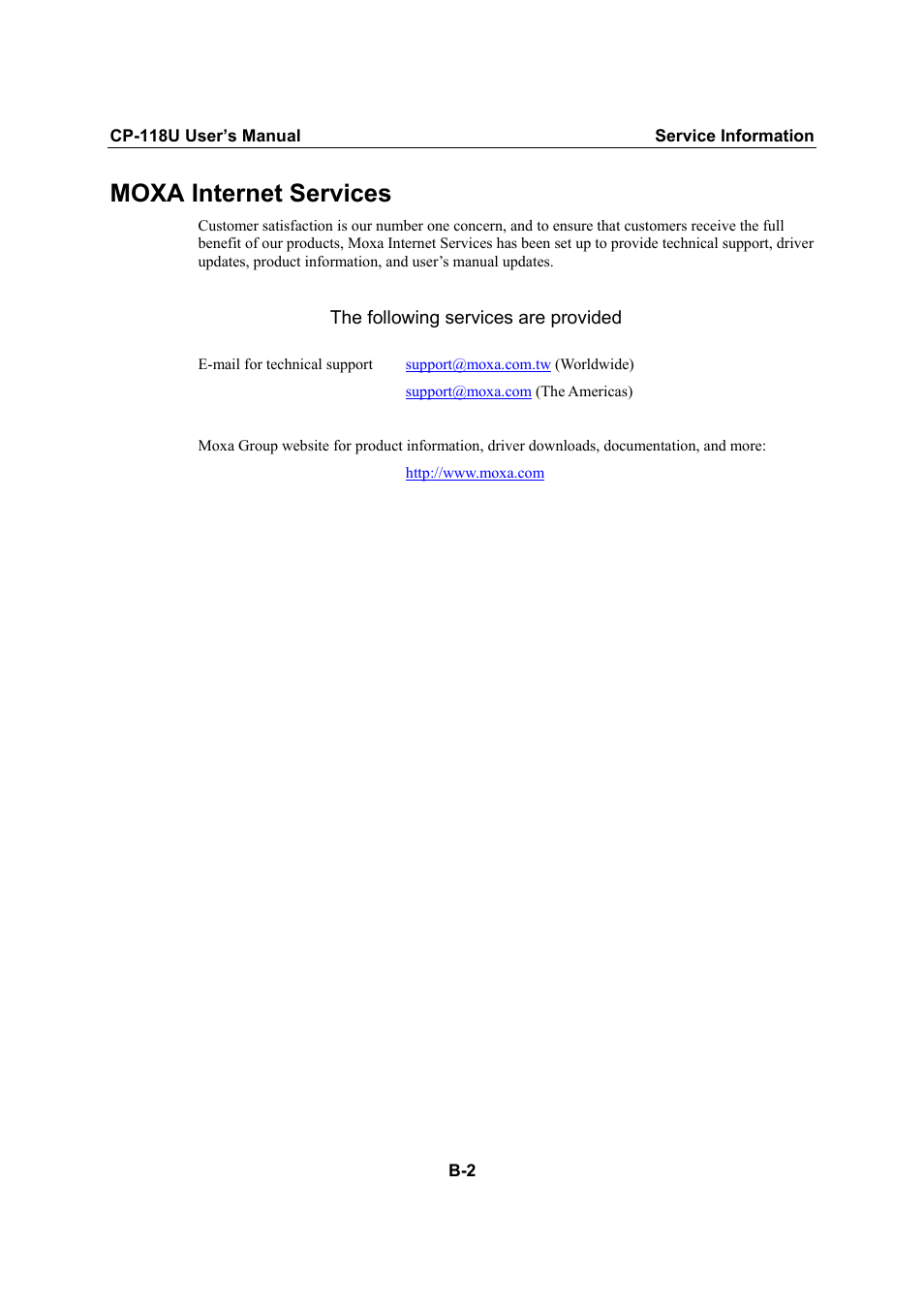 Moxa internet services | Moxa Technologies CP-118U User Manual | Page 82 / 84