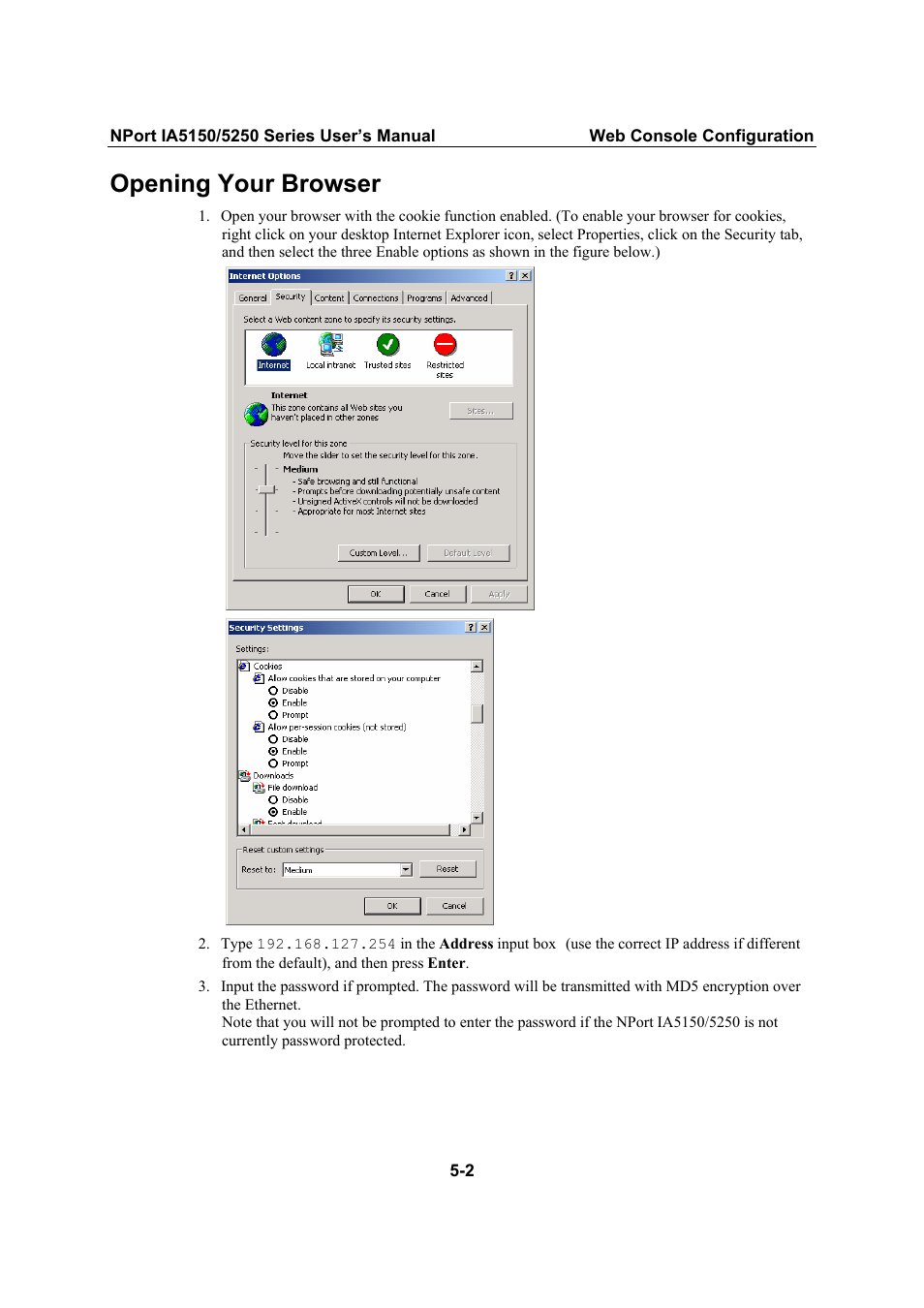 Opening your browser, Opening your browser -2 | Moxa Technologies IA5150 User Manual | Page 27 / 108