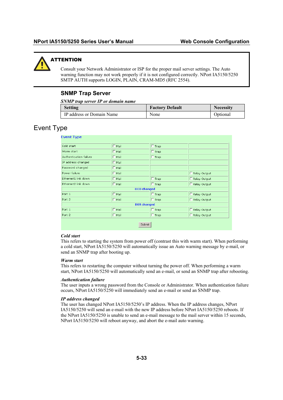 Event type, Event type -33 | Moxa Technologies IA5150 User Manual | Page 58 / 108