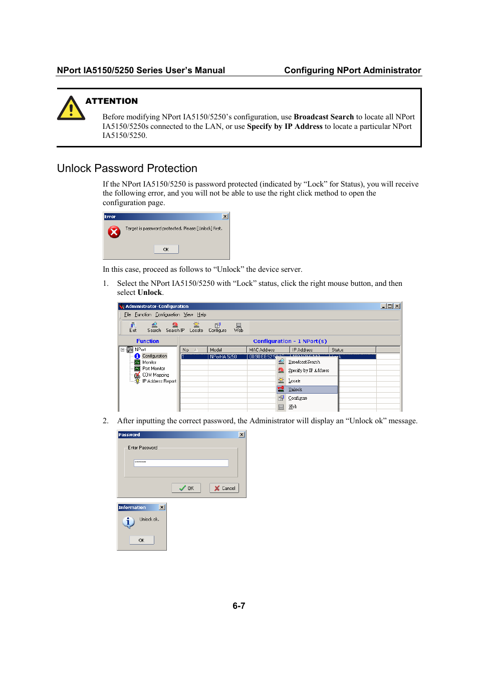 Unlock password protection, Unlock password protection -7 | Moxa Technologies IA5150 User Manual | Page 69 / 108