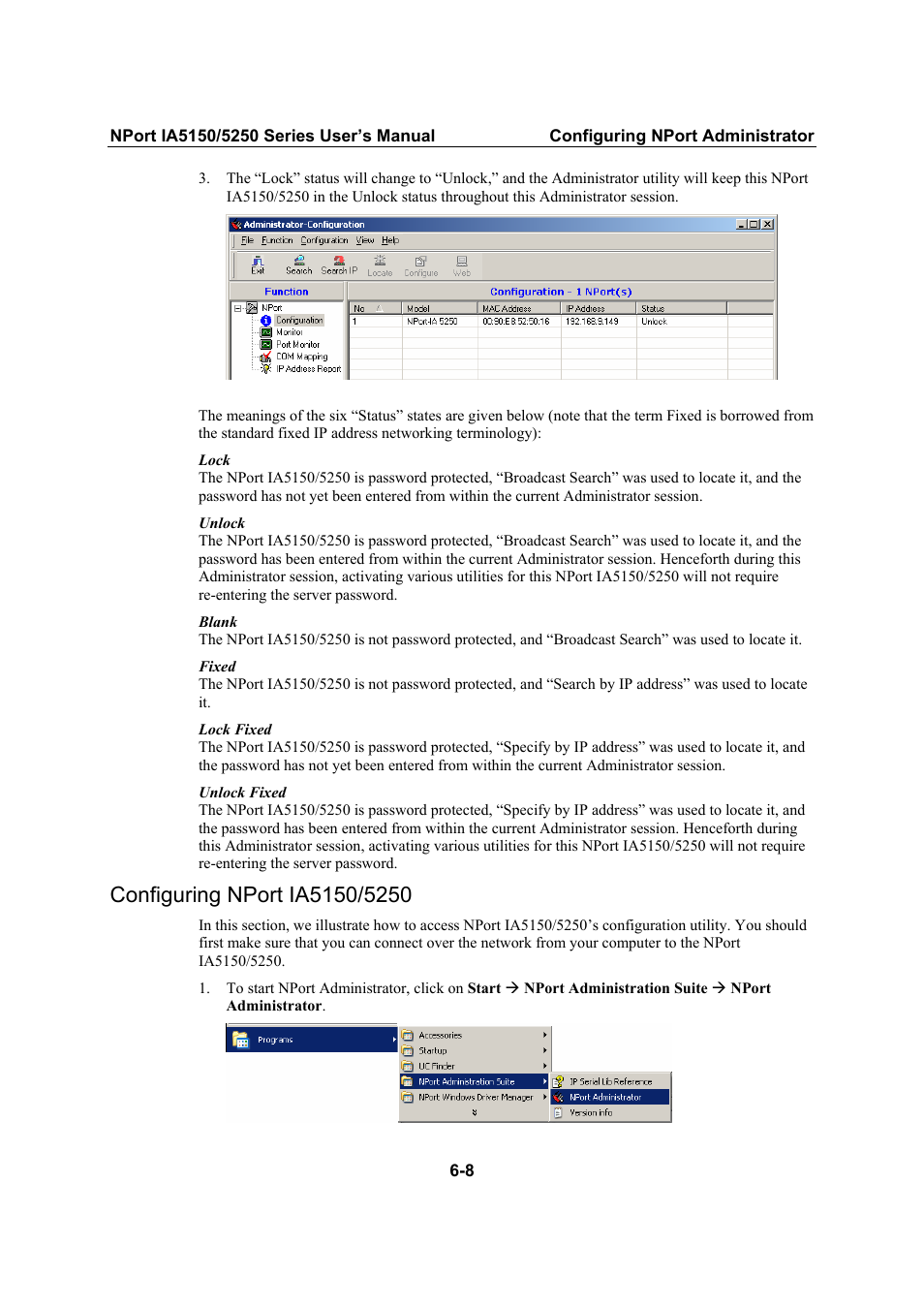 Configuring nport ia5150/5250, Configuring nport ia5150/5250 -8 | Moxa Technologies IA5150 User Manual | Page 70 / 108