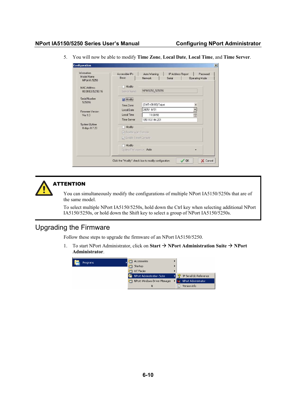 Upgrading the firmware, Upgrading the firmware -10 | Moxa Technologies IA5150 User Manual | Page 72 / 108