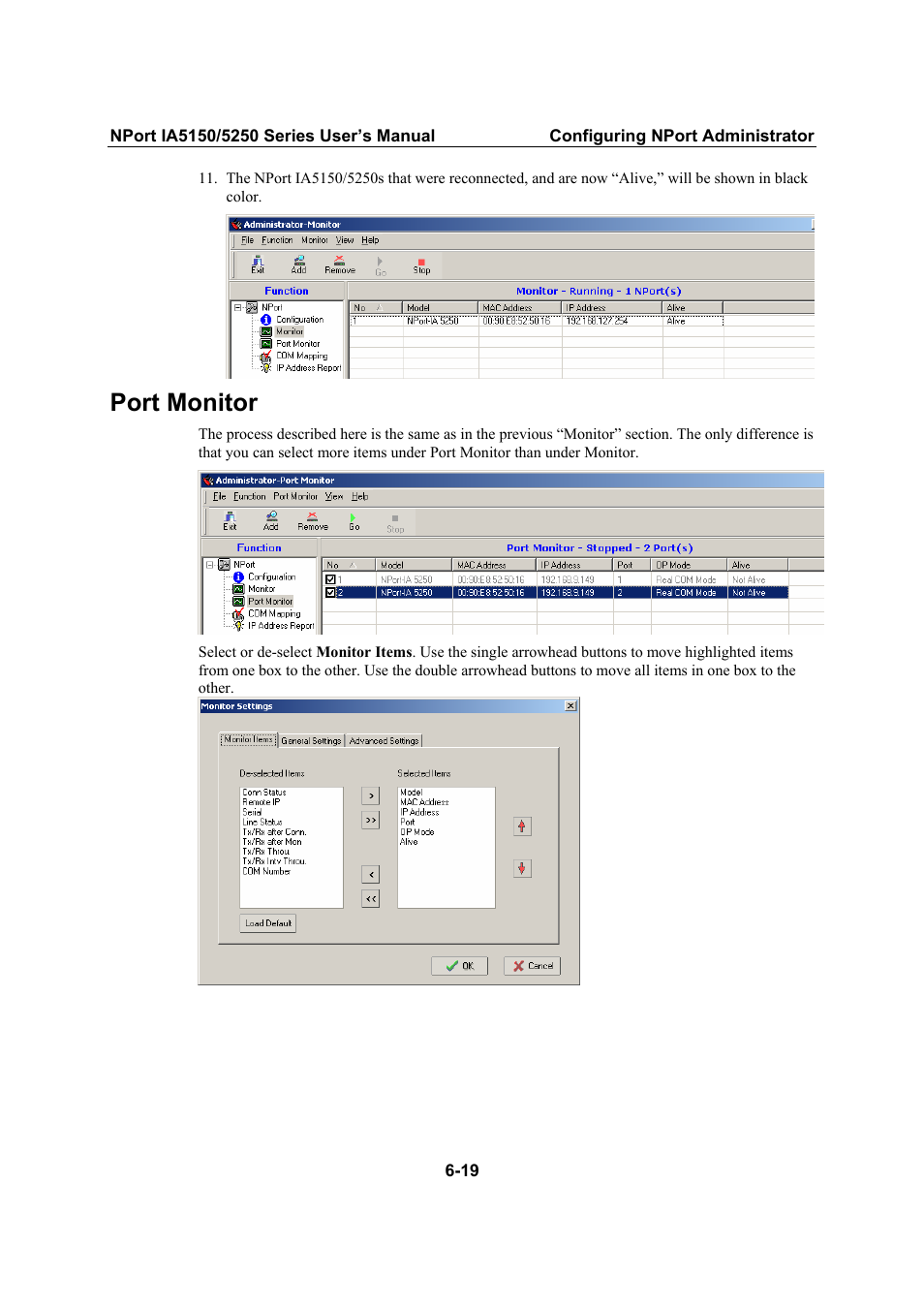 Port monitor | Moxa Technologies IA5150 User Manual | Page 81 / 108