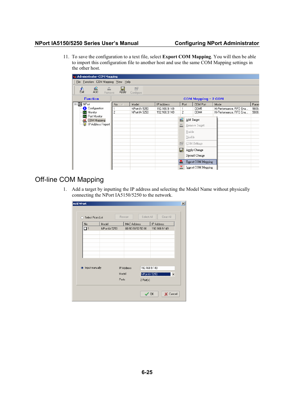 Off-line com mapping, Off-line com mapping -25 | Moxa Technologies IA5150 User Manual | Page 87 / 108