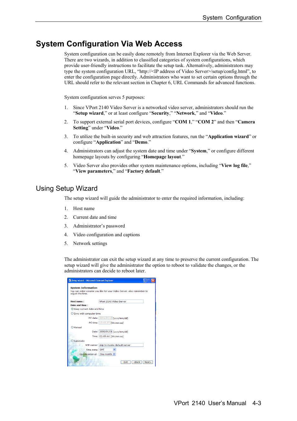 System configuration via web access -3, Using setup wizard -3, System configuration via web access | Using setup wizard | Moxa Technologies VPort 2140 User Manual | Page 37 / 100