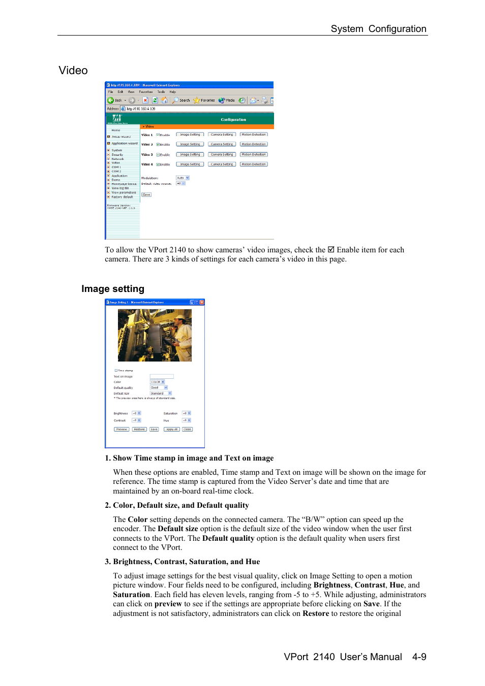 Video -9, Video | Moxa Technologies VPort 2140 User Manual | Page 43 / 100