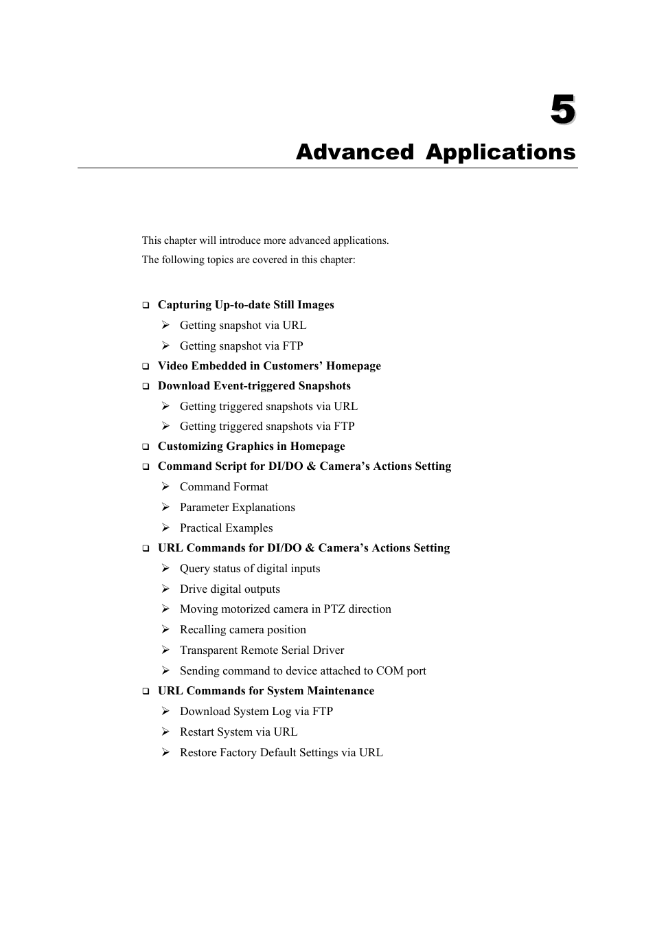 Chapter 5, Advanced applications -1, Advanced applications | Moxa Technologies VPort 2140 User Manual | Page 63 / 100