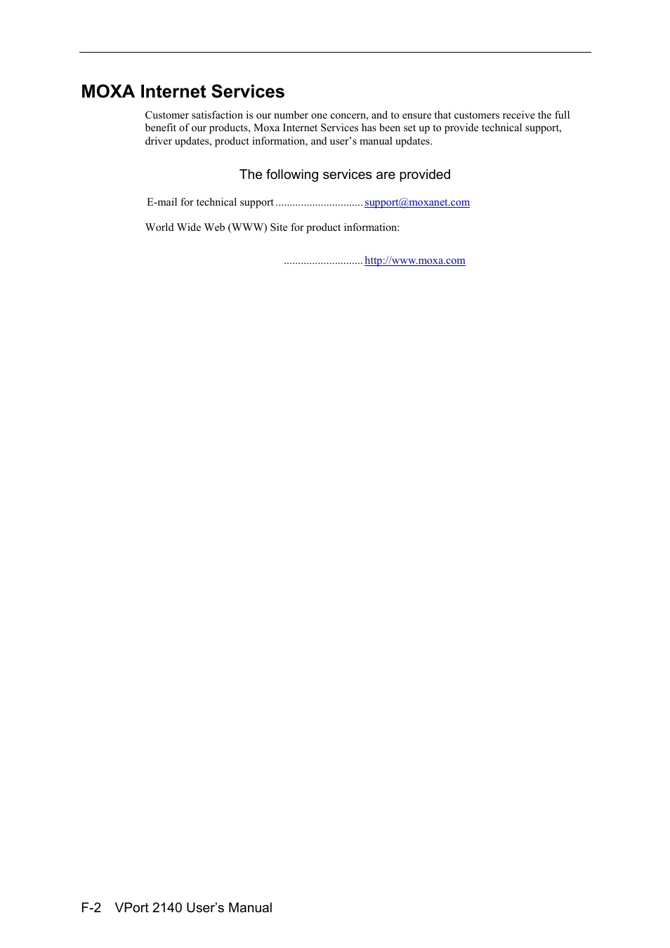 Moxa internet services | Moxa Technologies VPort 2140 User Manual | Page 98 / 100