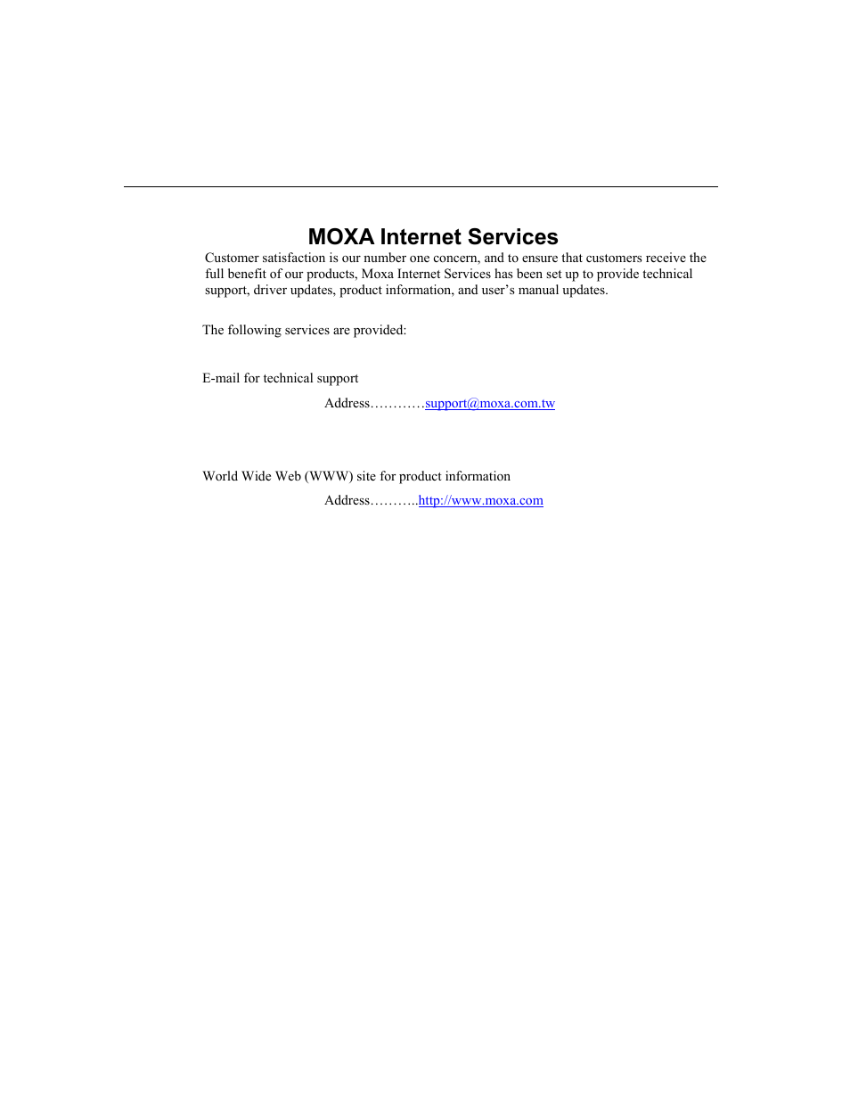 Moxa internet services | Moxa Technologies CP-132U Series User Manual | Page 3 / 88