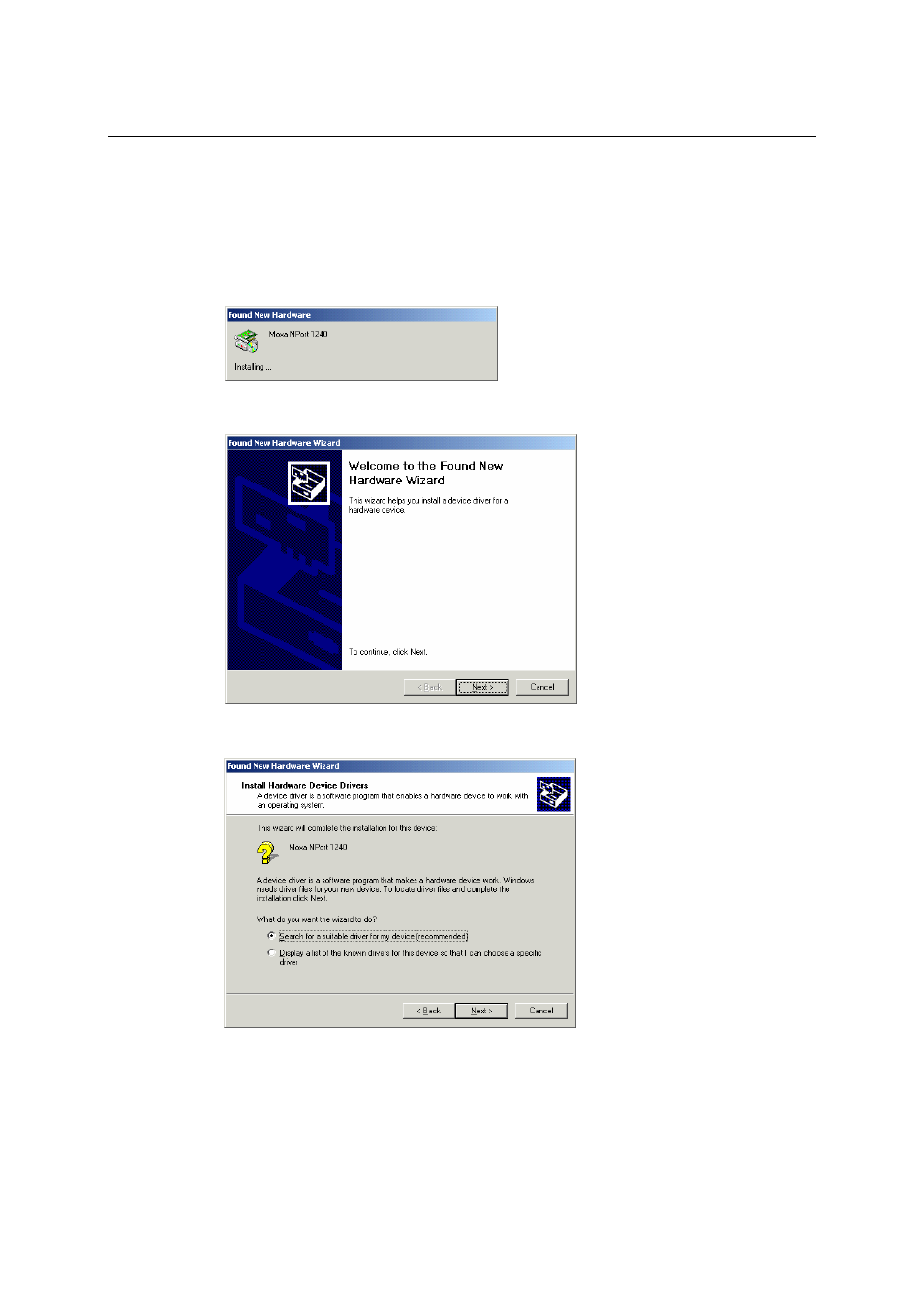 Installing the driver | Moxa Technologies 1240 User Manual | Page 12 / 34