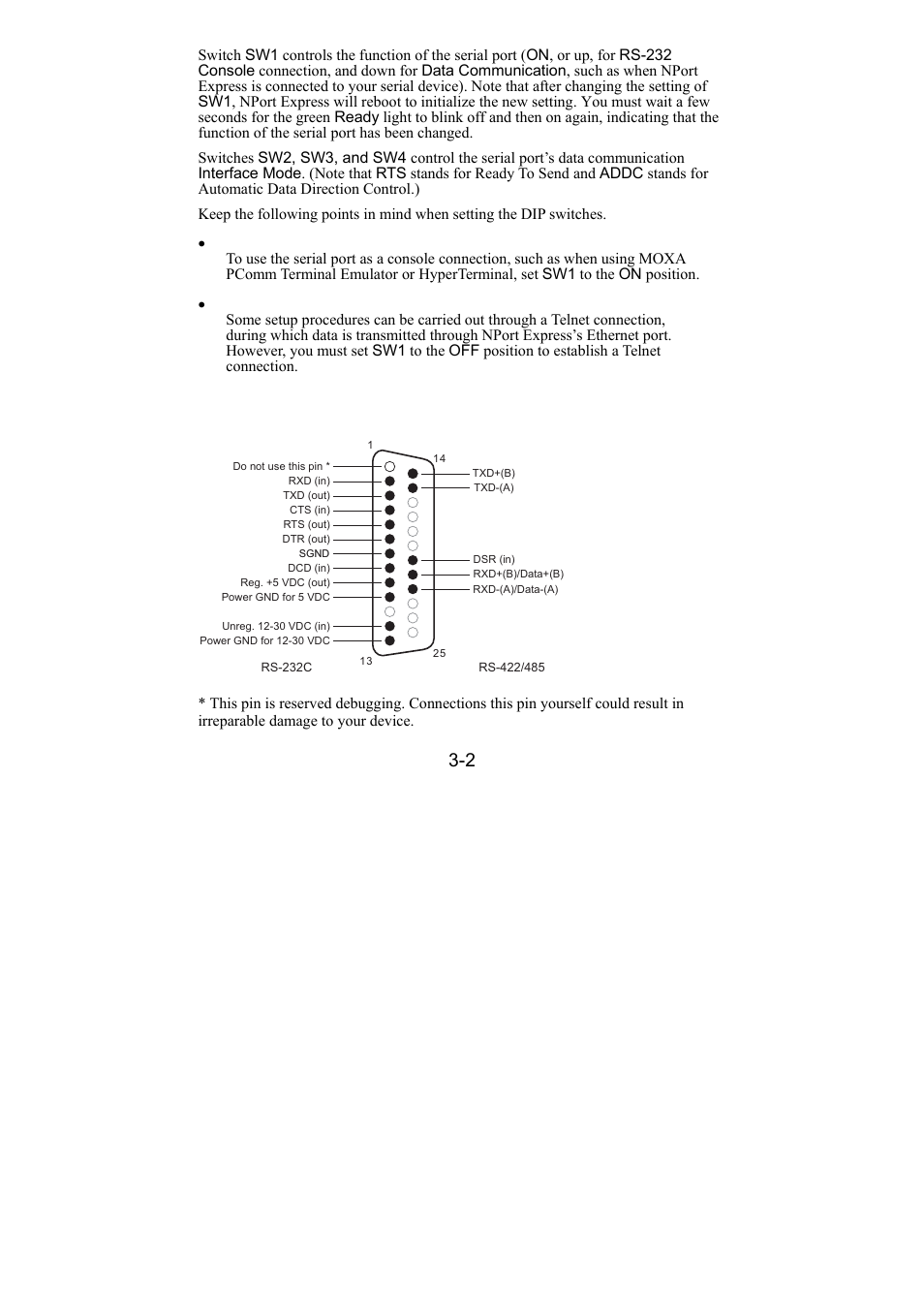 Female db25 connector pinout, Female db25 connector pinout -2 | Moxa Technologies DE-211 User Manual | Page 16 / 35