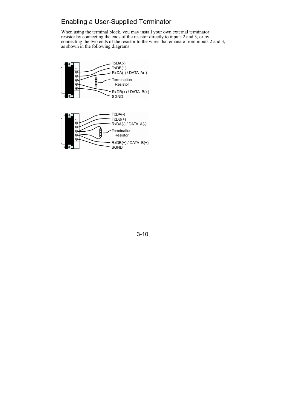 Enabling a user-supplied terminator, Enabling a user-supplied terminator -10 | Moxa Technologies DE-211 User Manual | Page 24 / 35