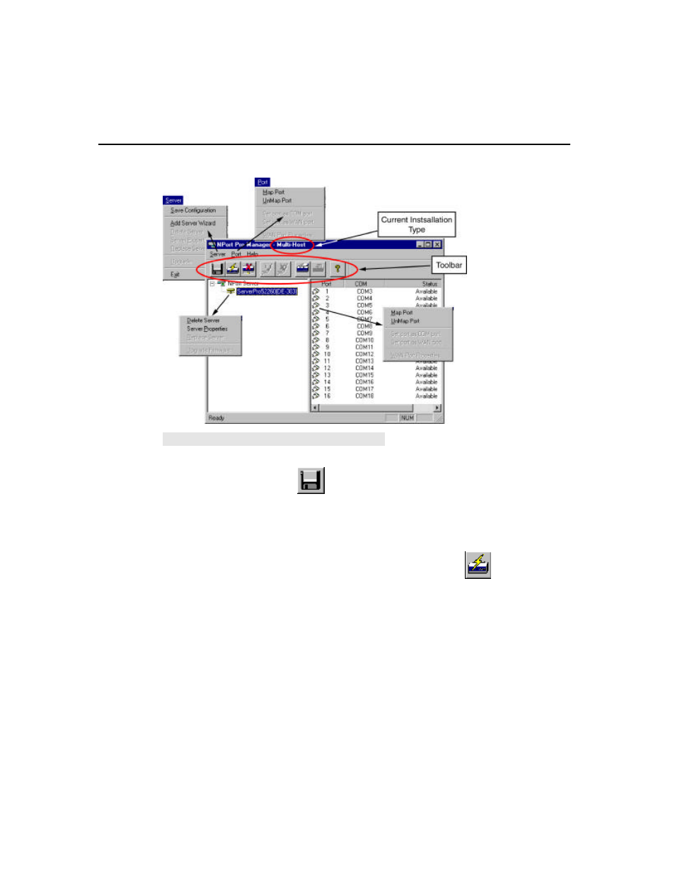 Saving your configuration, Adding an nport server pro—add server wizard | Moxa Technologies DE-308 User Manual | Page 53 / 169