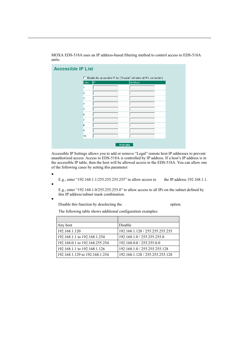 Accessible ip, Accessible ip -4 | Moxa Technologies EDS-518A Series User Manual | Page 19 / 97