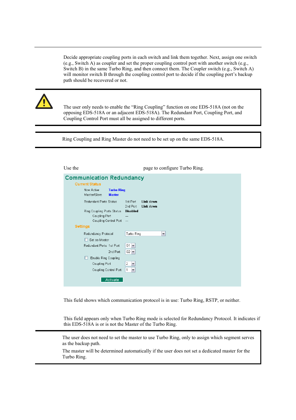 Configuring turbo ring, Configuring turbo ring -20 | Moxa Technologies EDS-518A Series User Manual | Page 35 / 97