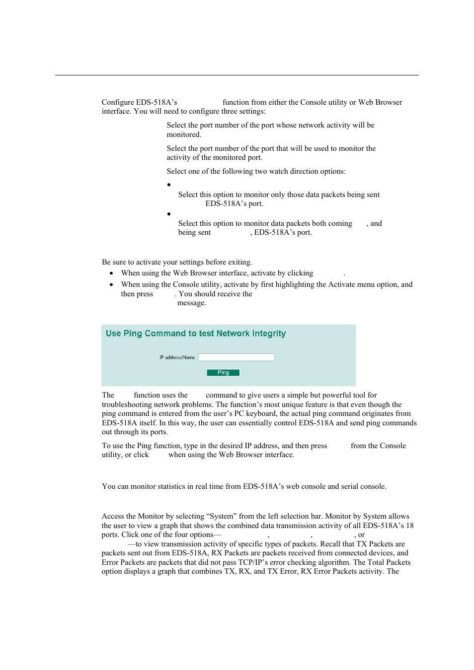 Ping, Using monitor, Monitor by switch | Ping -60, Monitor by switch -60 | Moxa Technologies EDS-518A Series User Manual | Page 75 / 97