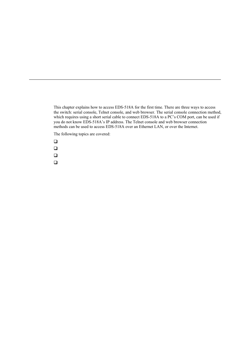 Getting started, Chapter 2, Getting started -1 | Moxa Technologies EDS-518A Series User Manual | Page 8 / 97