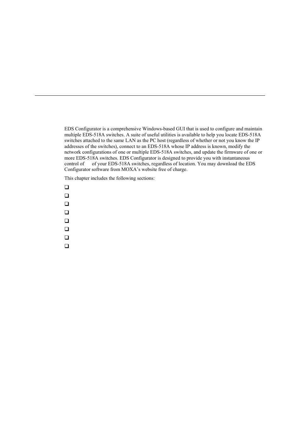 Eds configurator gui, Chapter 4, Eds configurator gui -1 | Moxa Technologies EDS-518A Series User Manual | Page 80 / 97