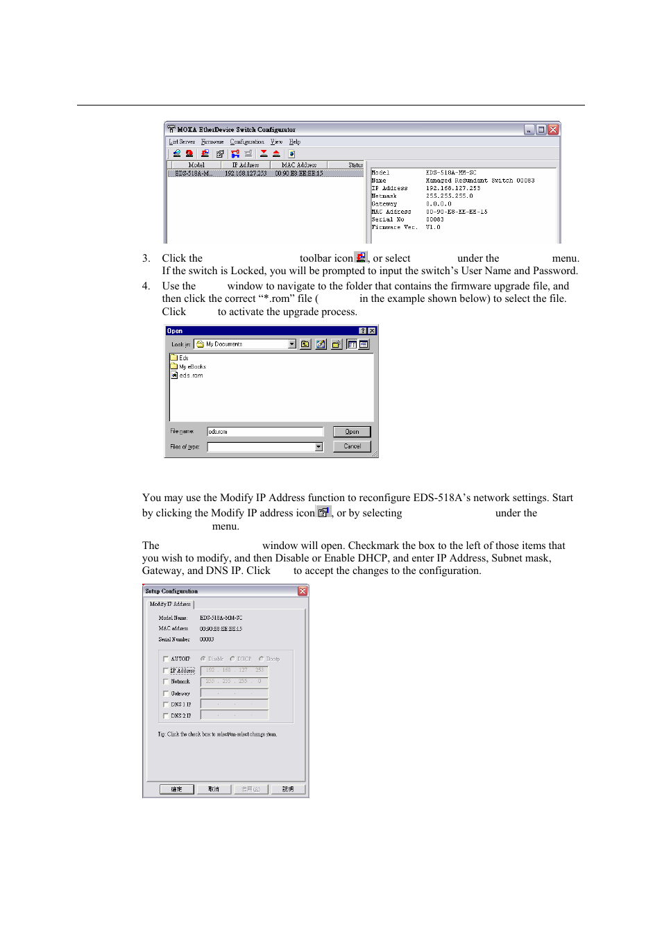 Modify ip address | Moxa Technologies EDS-518A Series User Manual | Page 83 / 97