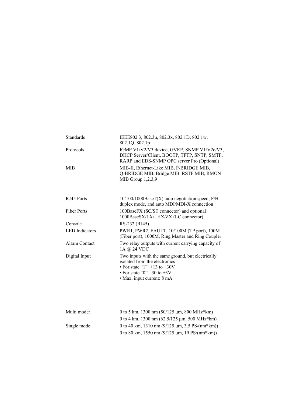 B. specifications, Appendix b, Specifications | Moxa Technologies EDS-518A Series User Manual | Page 91 / 97
