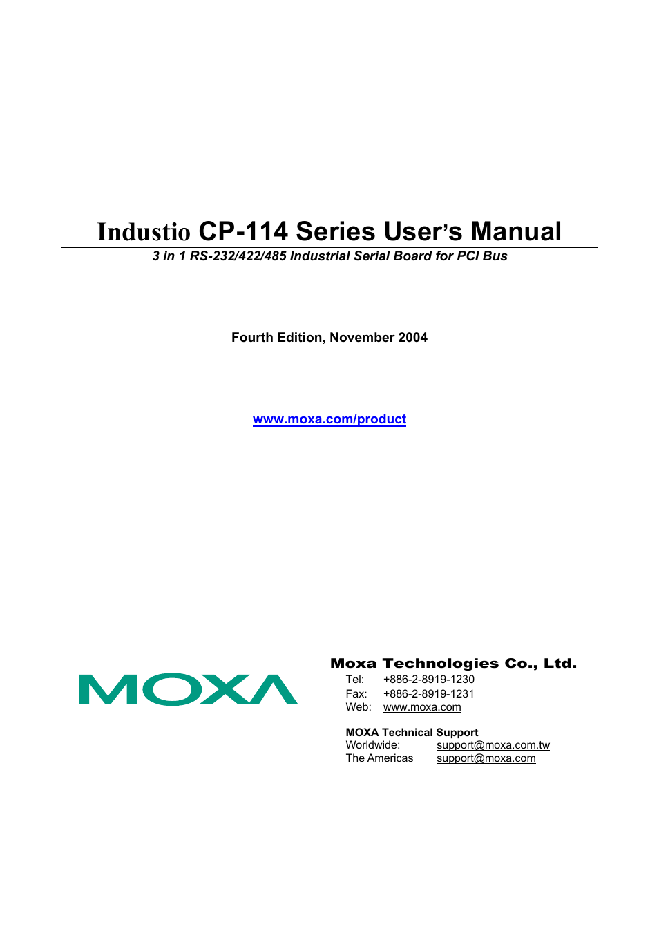 Moxa Technologies CP-114 Series User Manual | 55 pages