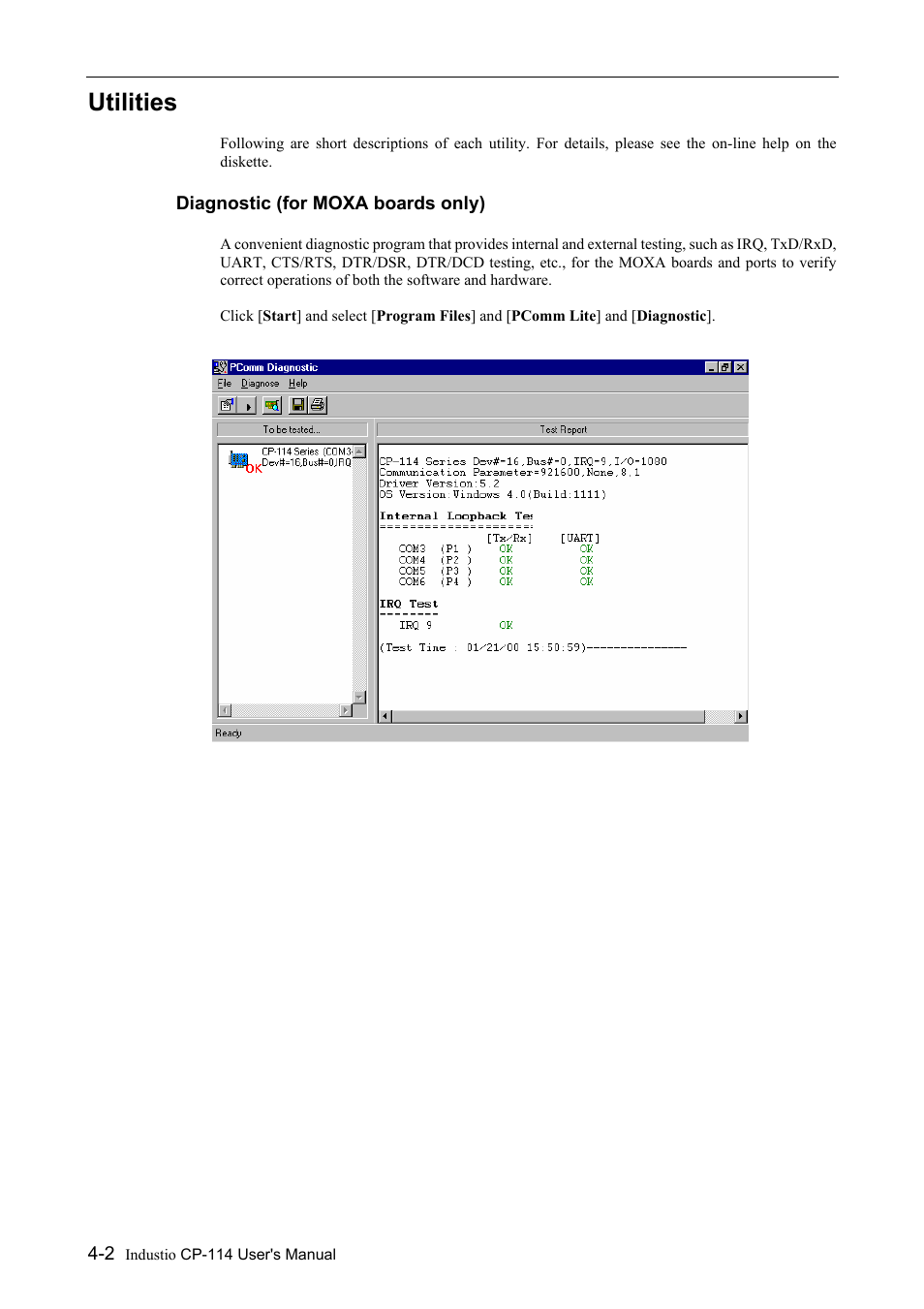 Utilities, Utilities -2 | Moxa Technologies CP-114 Series User Manual | Page 34 / 55