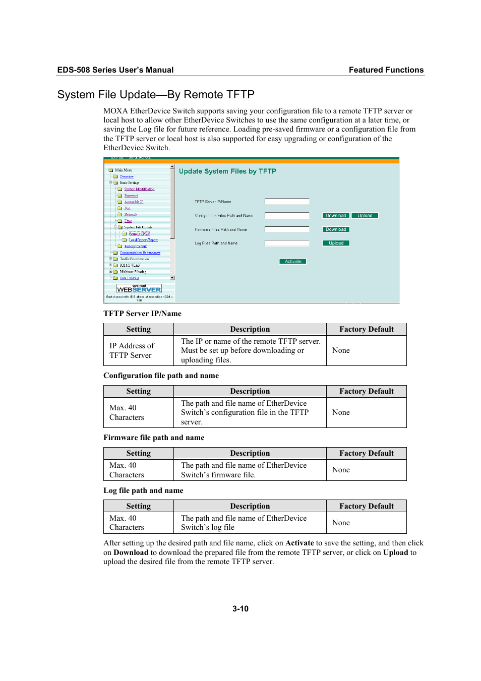 System file update--by remote tftp, System file update—by remote tftp -10, System file update—by remote tftp | Moxa Technologies Moxa EtherDevice Switch EDS-508 User Manual | Page 26 / 92