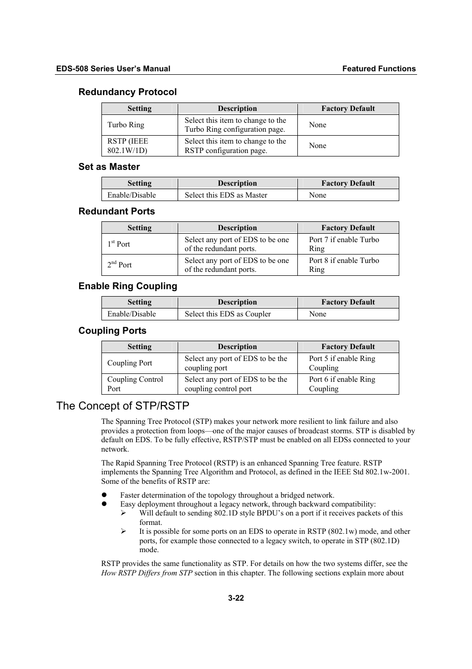 The concept of stp/rstp, The concept of stp/rstp -22 | Moxa Technologies Moxa EtherDevice Switch EDS-508 User Manual | Page 38 / 92