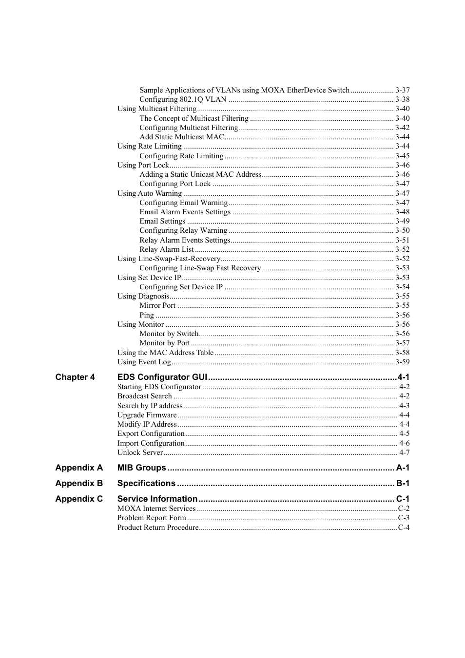 Moxa Technologies Moxa EtherDevice Switch EDS-508 User Manual | Page 4 / 92