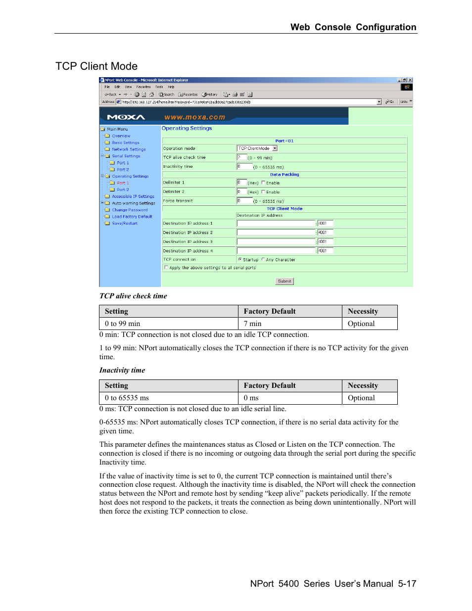 Tcp client mode -17, Tcp client mode | Moxa Technologies 5400 User Manual | Page 43 / 96