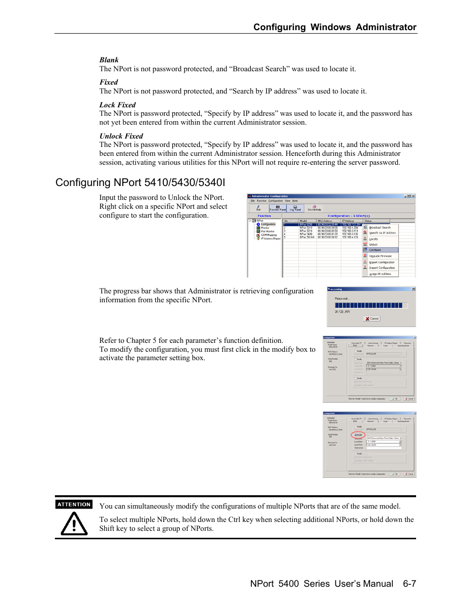 Configuring nport 5410/5430/5340i -7 | Moxa Technologies 5400 User Manual | Page 61 / 96