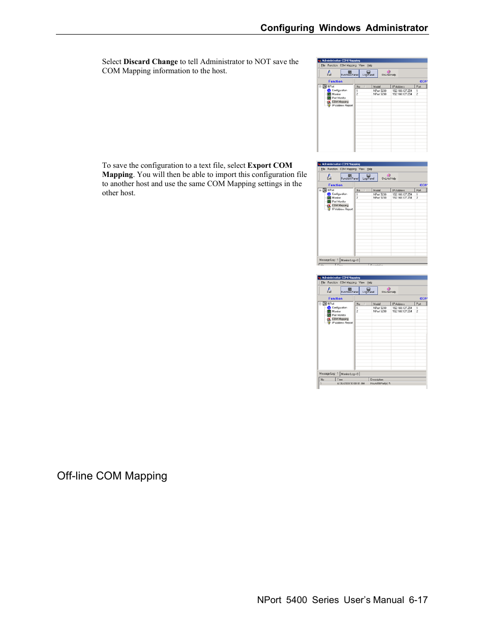 Off-line com mapping -17, Off-line com mapping | Moxa Technologies 5400 User Manual | Page 71 / 96