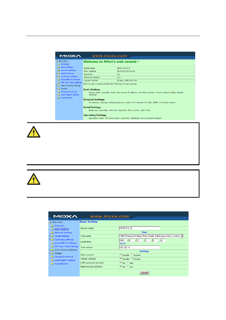 Basic settings | Moxa Technologies NPort 5600 User Manual | Page 33 / 119