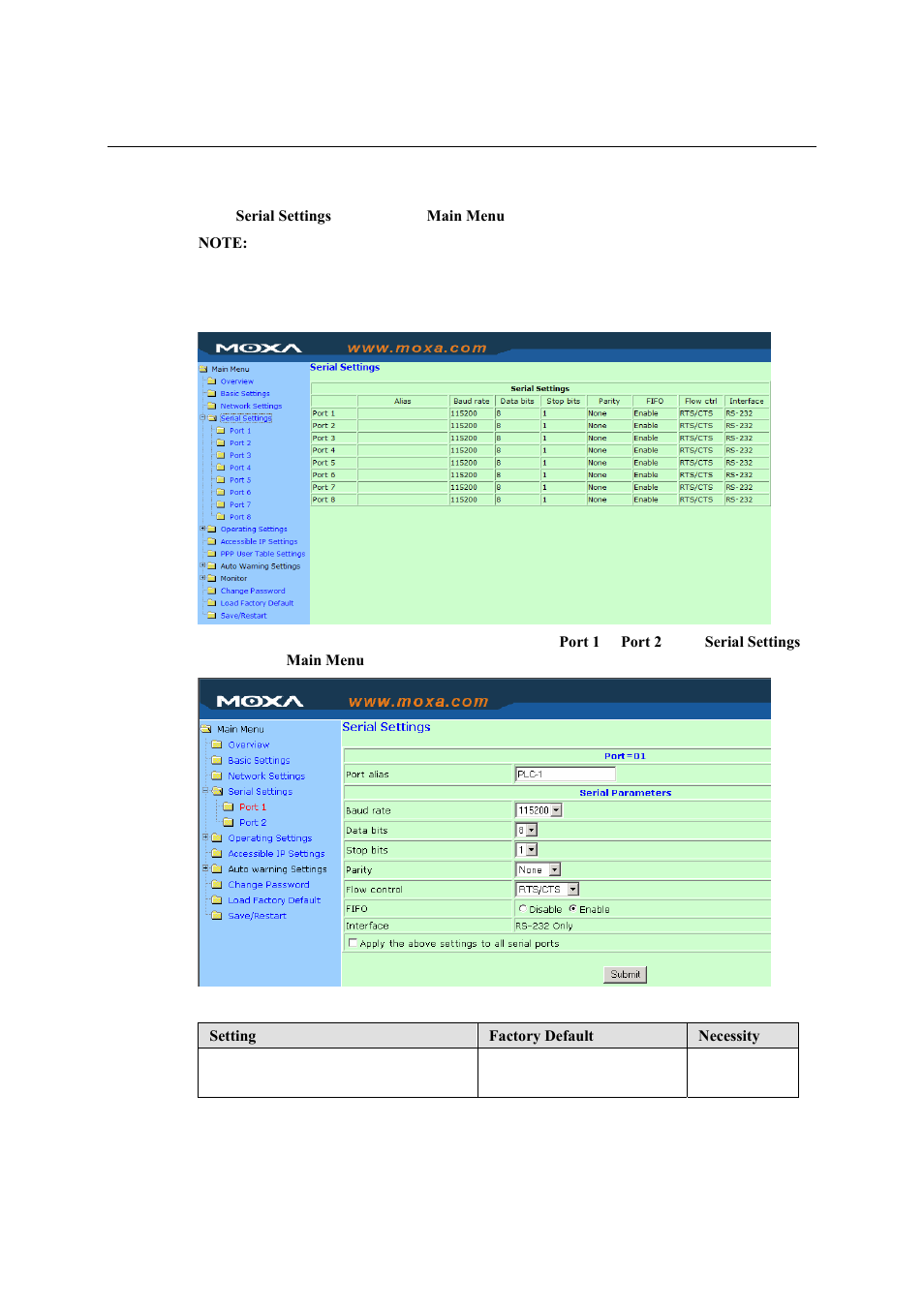 Serial settings | Moxa Technologies NPort 5600 User Manual | Page 39 / 119