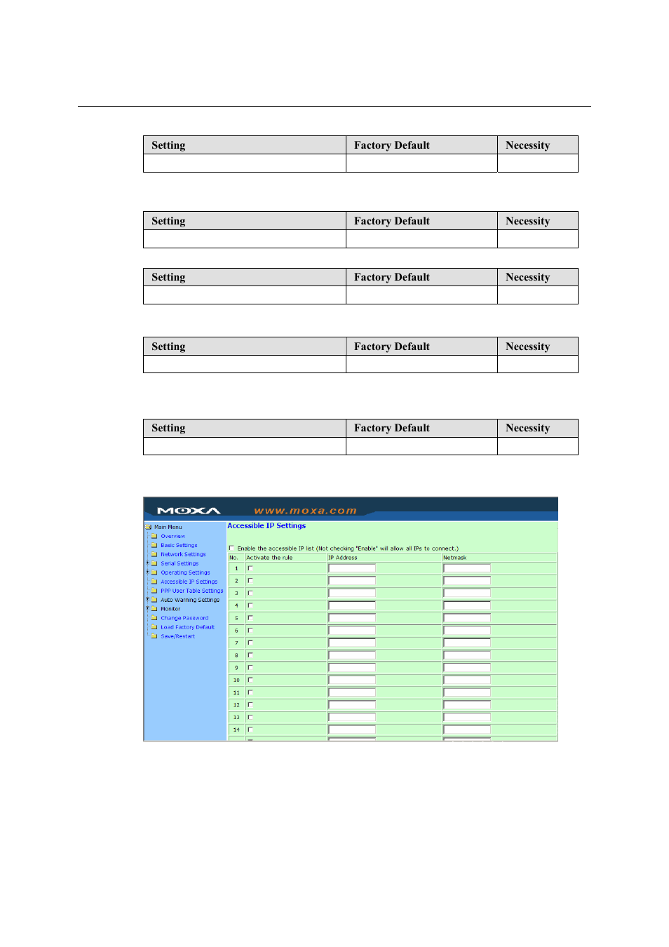 Accessible ip settings, Accessible ip settings -31 | Moxa Technologies NPort 5600 User Manual | Page 61 / 119