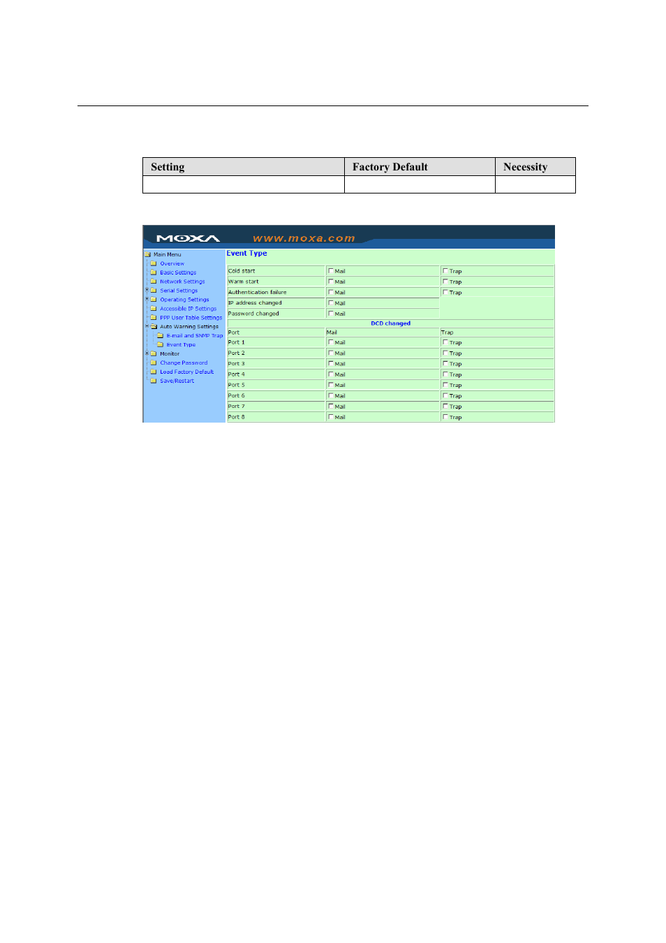 Event type, Event type -34 | Moxa Technologies NPort 5600 User Manual | Page 64 / 119