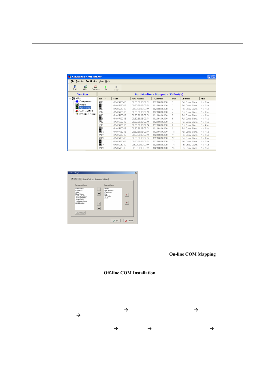 Port monitor, Com mapping, Com mapping -20 | Moxa Technologies NPort 5600 User Manual | Page 88 / 119