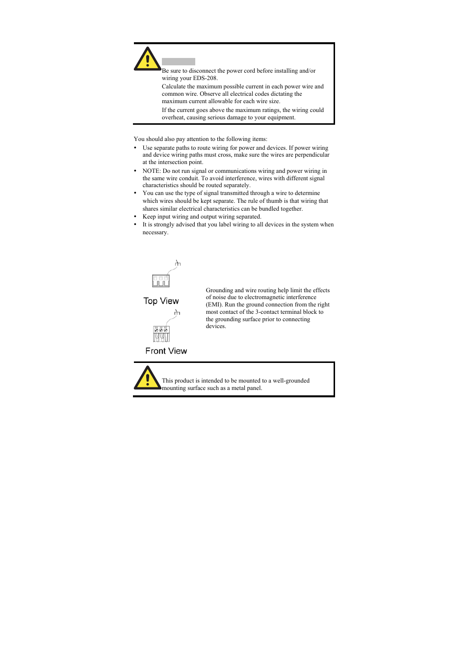 Wiring requirements, Grounding eds-208 | Moxa Technologies EDS-208-M-SC User Manual | Page 6 / 12