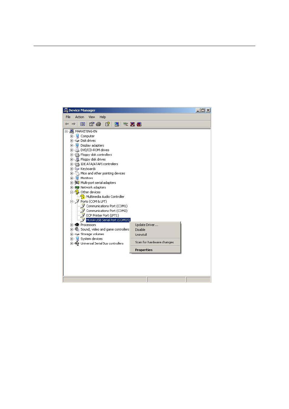 Configuring the com port, Configuring the com port -12 | Moxa Technologies UPORT 1110 User Manual | Page 19 / 29