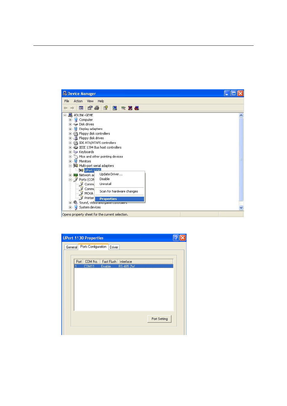 Configuring the adaptor, Configuring the adaptor -13 | Moxa Technologies UPORT 1110 User Manual | Page 20 / 29