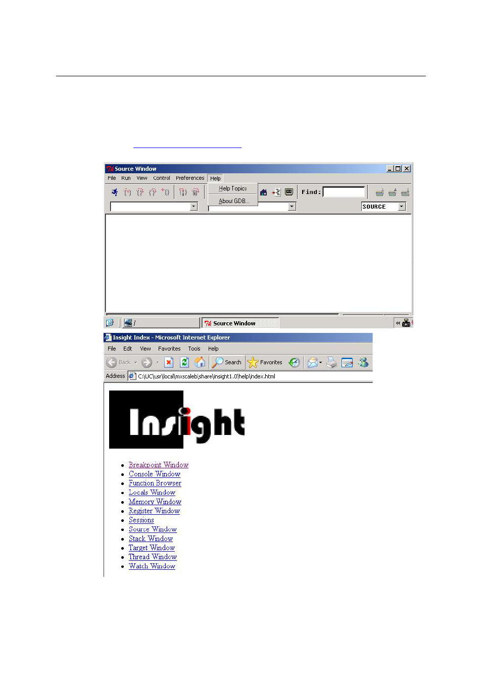 On-line debugging with insight, On-line debugging with insight -12 | Moxa Technologies THINKCORE W341 User Manual | Page 85 / 104