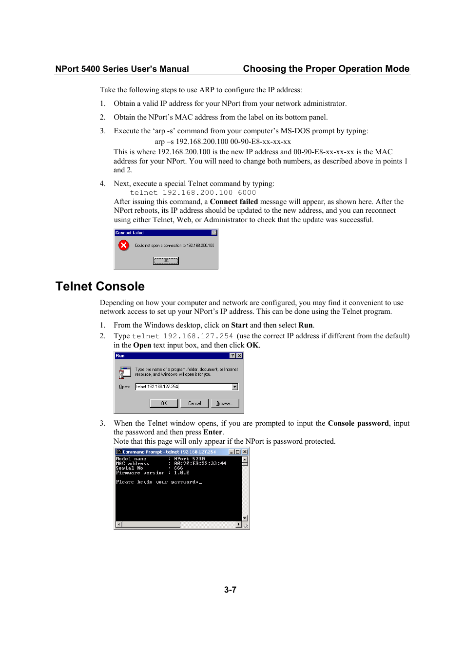 Telnet console | Moxa Technologies NPort 5400 User Manual | Page 18 / 102